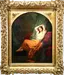 Neoclassical painting of reclining woman in ornate gold frame after restoration with vibrant colors and clear details restored